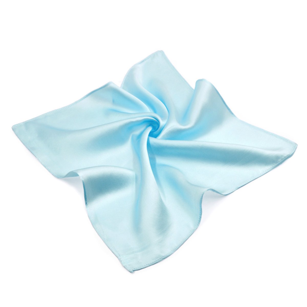 优质* 纯丝绸纯色口袋方形手帕围巾 34.29 厘米 - 比较颜色 浅蓝色 on